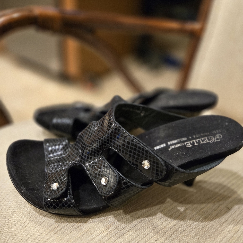 Helle Comfort Python Leather Sandals Rhinstones 3… - image 8